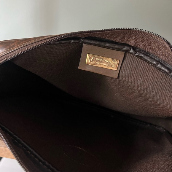 Valentino Monogram Brown Leather Wristlet Clutch Pouch - Picture 5 of 6